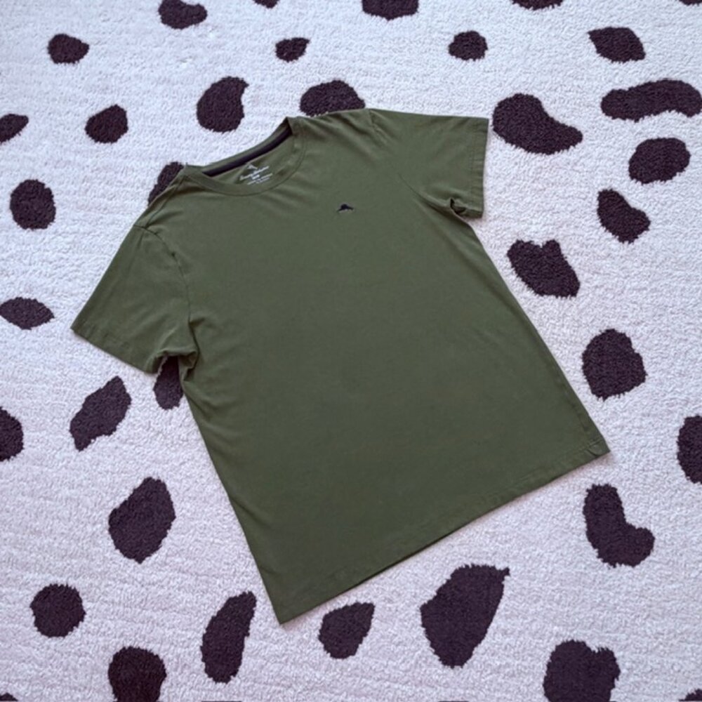 Tommy Bahama Mens Medium Green Cotton Stretch Logo Short Sleeve Tee T Shirt